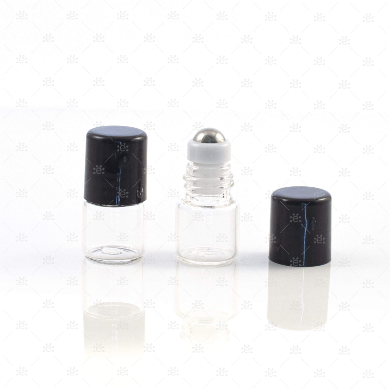 1/4 (1Ml) Dram Clear Roller Bottles With Stainless Steel Rollers (5 Pack) Glass Bottle