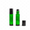 10ml Green Glass Roller Bottle with Black Lid & Premium Stainless Steel Rollerball - 5 pack (NEW STYLE)