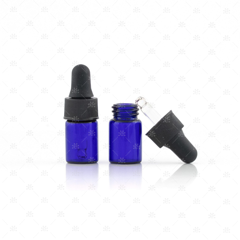 5/8 (2Ml) Dram Blue Glass Dropper Bottles (5 Pack)