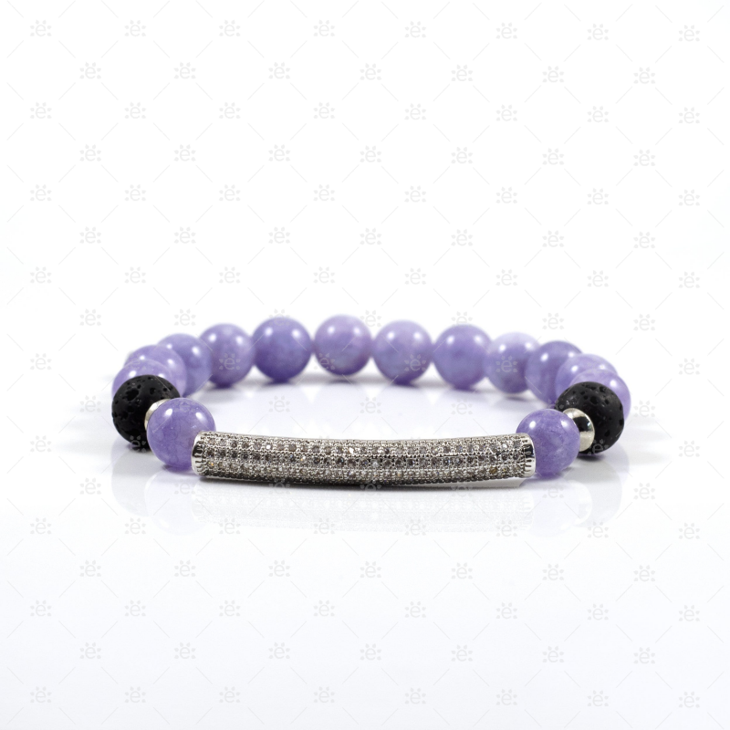 Angela:  Light Amethyst Gemstone Lava Diffuser Bracelet Jewellery