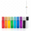 Deluxe 10ml NEW STYLE Frosted Multi-Coloured Roller bottles with Metallic Caps and Travel Case (Set of 9 Bottles)