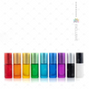 Deluxe 5ml NEW STYLE Frosted Multi-Coloured Roller Bottles with Metallic Caps and Travel Case (set of 9 bottles)