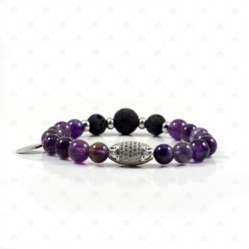 Lehla : Amethyst Gemstone Lava Diffuser Bracelet