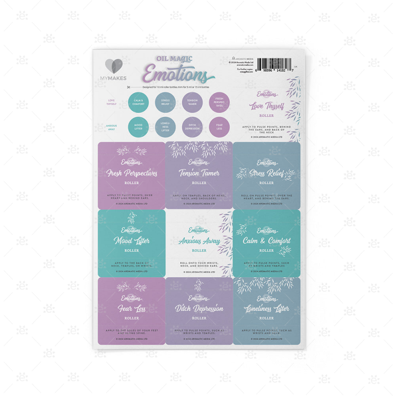 Mymakes: Oil Magic Emotions - Achieving Emotional Balance Label Sheet Labels