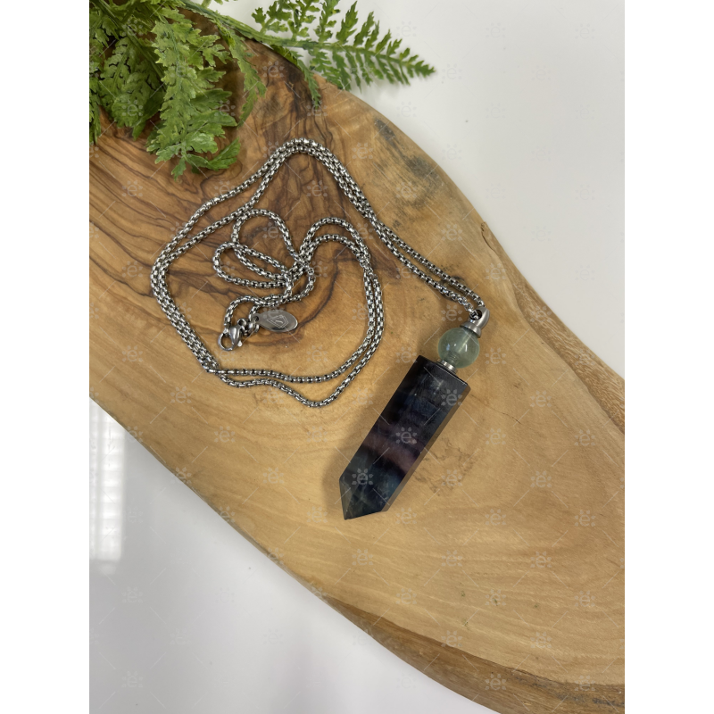 Rainbow Fluorite Gemstone Vial Necklace Jewellery