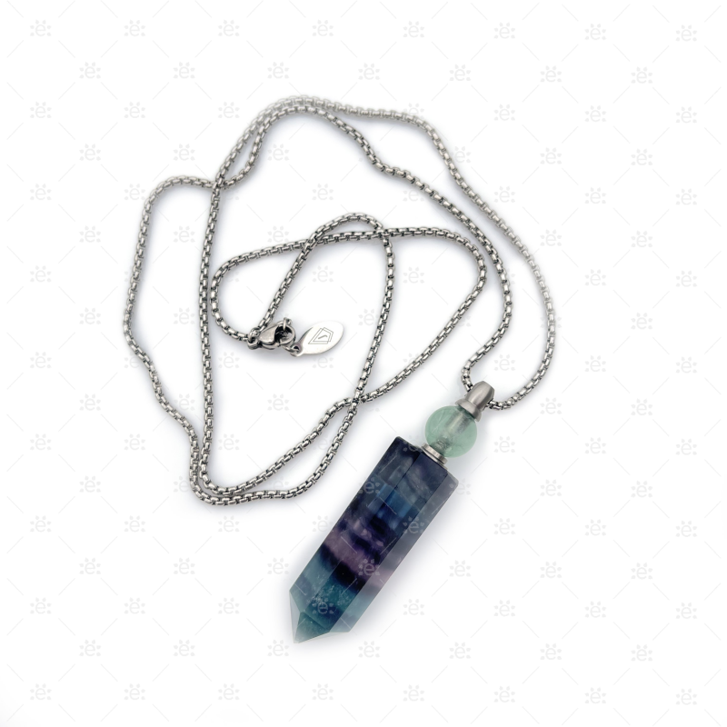 Rainbow Fluorite Gemstone Vial Necklace Jewellery