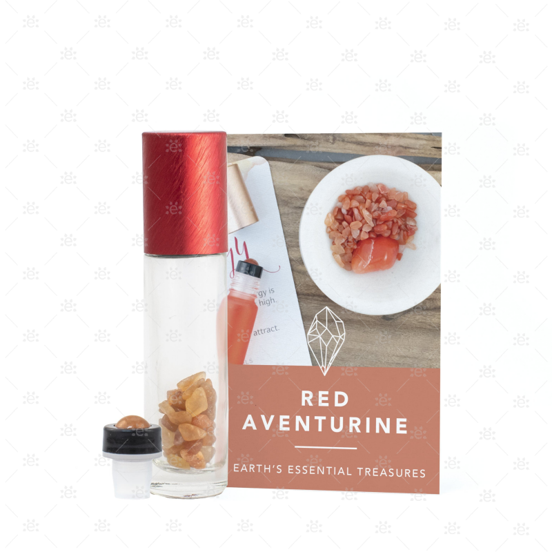 Red Aventurine Gemstone Roller Bottle Set Glass