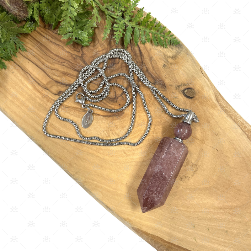 Strawberry Quartz Gemstone Vial Necklace Jewellery