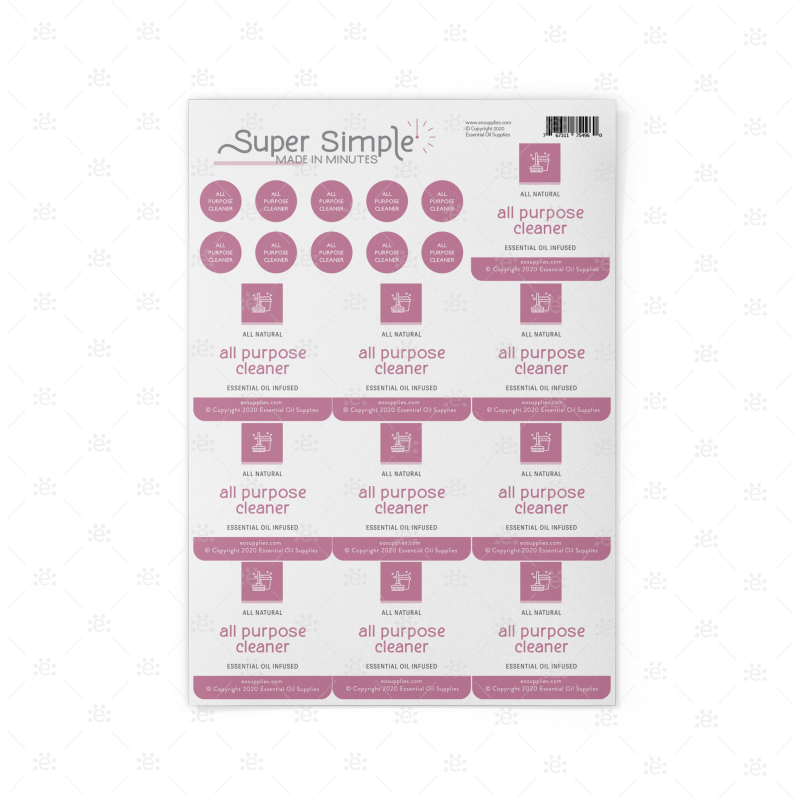 Super Simple:  Made In Minutes Label Sheet - All Purpose Cleaner Labels