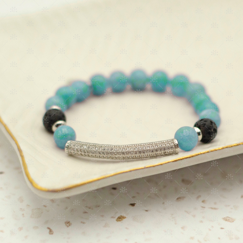 Tessa:  Turquoise Gemstone Lava Diffuser Bracelet Jewellery