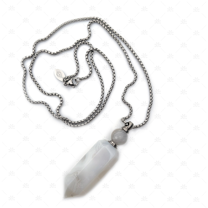 White Agate Gemstone Vial Necklace Jewellery