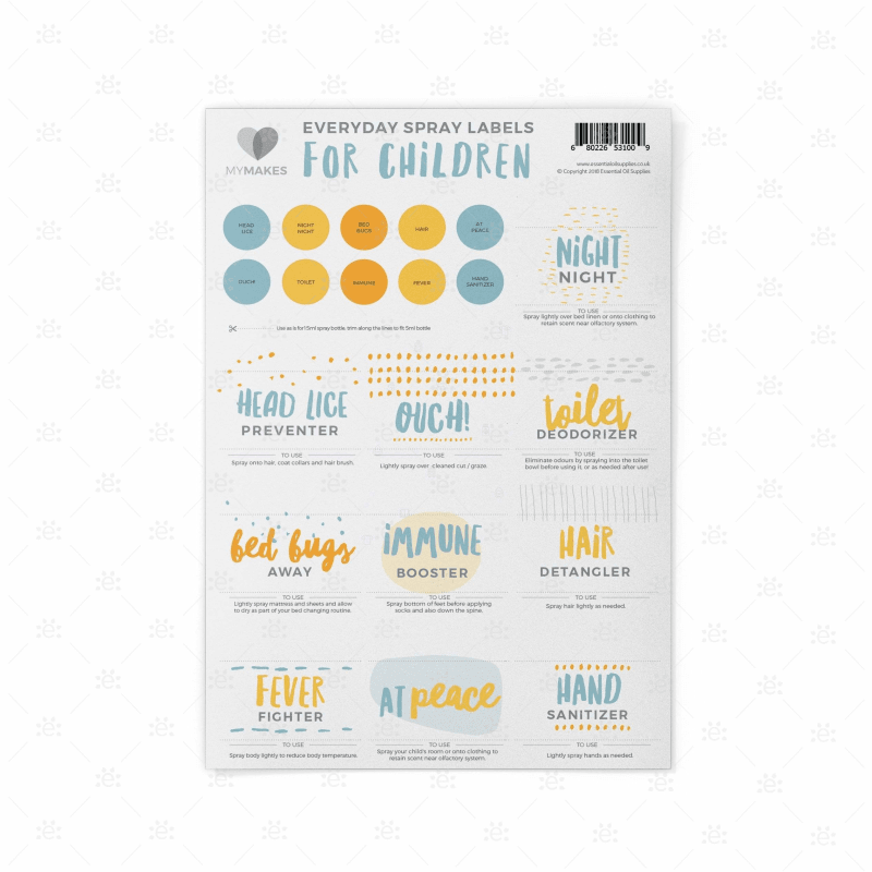 MyMakes : Everyday Sprays for Children- Label Sheet